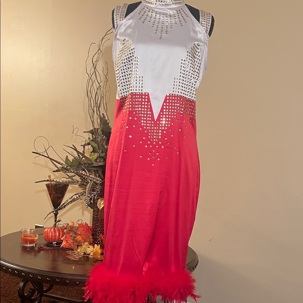 Elegant Red and Cream Women's Dress